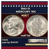 1941-d Mercury Dime 10c ms67 fsb SEGS