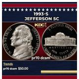 1993-s Proof Jefferson Nickel 5c pr70 dcam SEGS