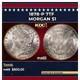 1878-p 7tf Morgan Dollar $1 Grades ms65