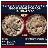 1930-p Buffalo Nickel Near Top Pop 5c ms66+ SEGS