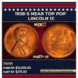 1938-s Lincoln Cent Near Top Pop 1c ms67+ rd SEGS