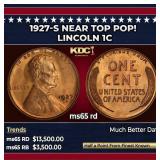 1927-s Lincoln Cent Near Top Pop! 1c ms65 rd SEGS