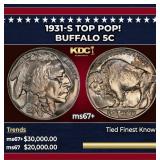 1931-s Buffalo Nickel TOP POP! 5c ms67+ SEGS