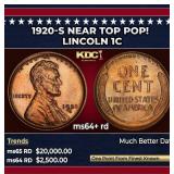 1920-s Lincoln Cent Near Top Pop! 1c ms64+ rd SEGS