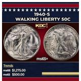 1940-s Walking Liberty Half Dollar 50c Grades ms65