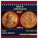 1922-d Lincoln Cent 1c ms65 rd SEGS