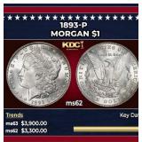 1893-p Morgan Dollar $1 ms62 USCG