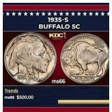 1935-s Buffalo Nickel 5c Grades ms66