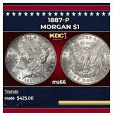 1887-p Morgan Dollar $1 Grades ms66