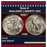1946-p Walking Liberty Half Dollar 50c Grades ms66