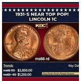 1931-s Lincoln Cent Near Top Pop! 1c ms66 rd SEGS