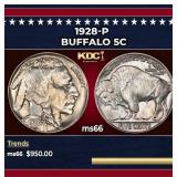 1928-p Buffalo Nickel 5c Grades ms66