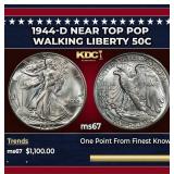1944-d Walking Liberty Half Dollar Near Top Pop 50