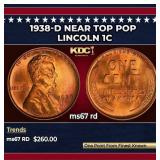 1938-d Lincoln Cent Near Top Pop 1c ms67 rd SEGS