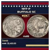 1917-p Buffalo Nickel 5c ms66 SEGS