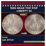 1905 Liberty Nickel Near Top Pop 5c ms66 SEGS