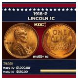 1918-p Lincoln Cent 1c Grades ms65+ rd