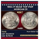 1904-p Morgan Dollar Near Top Pop $1 ms66+ SEGS