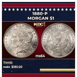 1880-p Morgan Dollar $1 Grades ms64