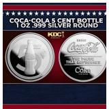 Coca-Cola 5 Cent Bottle 1 oz .999 Silver Round Rou