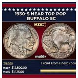 1930-s Buffalo Nickel Near Top Pop 5c ms66+ SEGS