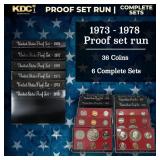 1973-1978 Proof Set Run 36 Coins 6 Complete Sets C