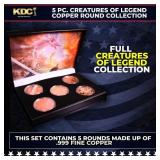 5 Copper Coin Creatures Of Legends Set 5oz Of Copp
