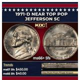 1971-d Jefferson Nickel Near Top Pop 5c ms66+ 5fs