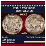 1936-s Buffalo Nickel TOP POP! 5c ms67+ SEGS
