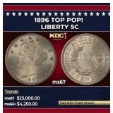 1896 Liberty Nickel TOP POP! 5c ms67 SEGS