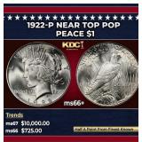1922-p Peace Dollar Near Top Pop $1 ms66+ SEGS