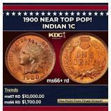 1900 Indian Cent Near Top Pop! 1c ms66+ rd SEGS