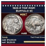 1923-p Buffalo Nickel TOP POP! 5c ms68 SEGS