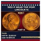 1932-p Lincoln Cent Near Top Pop! 1c ms67 rd SEGS