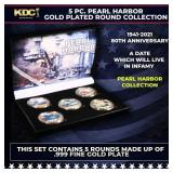 5 Coin Pearl Harbor Gold Plated Round Collection