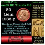 BU Shotgun Lincoln 1c roll, 1963-p 50 pcs Bank Wra