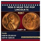 1938-d Lincoln Cent Near Top Pop 1c ms67+ rd SEGS