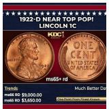 1922-d Lincoln Cent Near Top Pop! 1c ms65+ rd SEGS