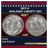 1917-p Walking Liberty Half Dollar 50c ms65 SEGS