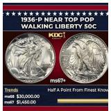1936-p Walking Liberty Half Dollar Near Top Pop 50