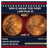 1918-p Lincoln Cent 1c ms66 rd SEGS