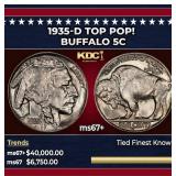 1935-d Buffalo Nickel TOP POP! 5c ms67+ SEGS