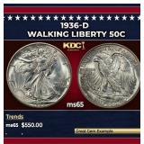 1936-d Walking Liberty Half Dollar 50c Grades ms65