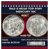 1942-s Mercury Dime Near Top Pop! 10c ms68 FSB SEG