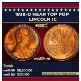 1938-d Lincoln Cent Near Top Pop 1c ms67+ rd SEGS