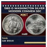 1982-d Washington Modern Commem Half Dollar Silver