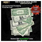 10x 1935 $1 Blue Seal Silver Certificates Grades C