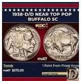 1938-d/d Buffalo Nickel Near Top Pop 5c ms67 SEGS