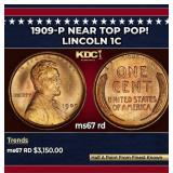 1909-p Lincoln Cent Near Top Pop! 1c ms67 rd SEGS