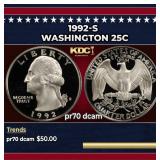 1992-s Proof Washington Quarter 25c pr70 dcam SEGS